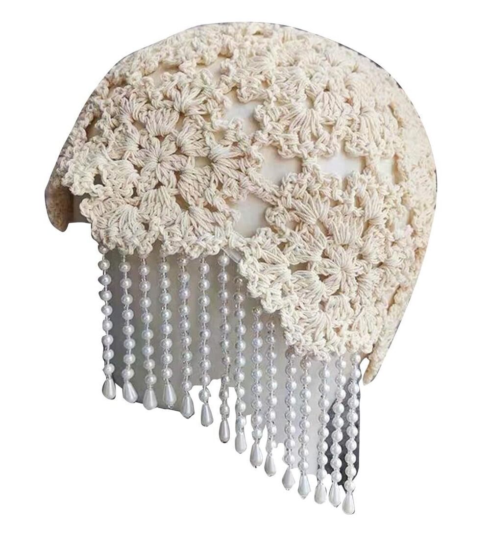 1040 1920s Dance Party Hats, Knitted Hats for Travel Photoshoots, Cotton